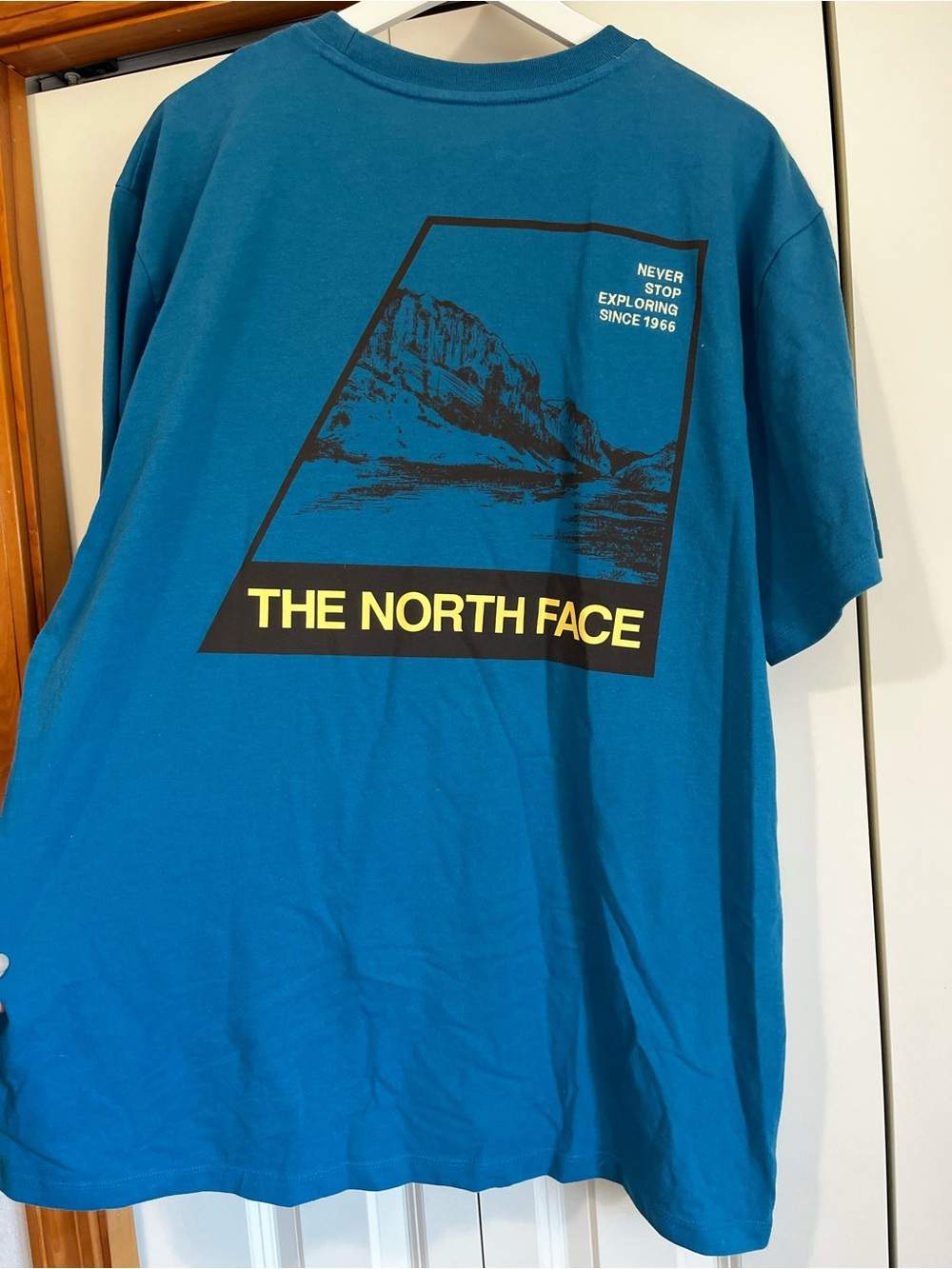 The North Face Men's Teal Blue Graphic Short Sleeve Tee